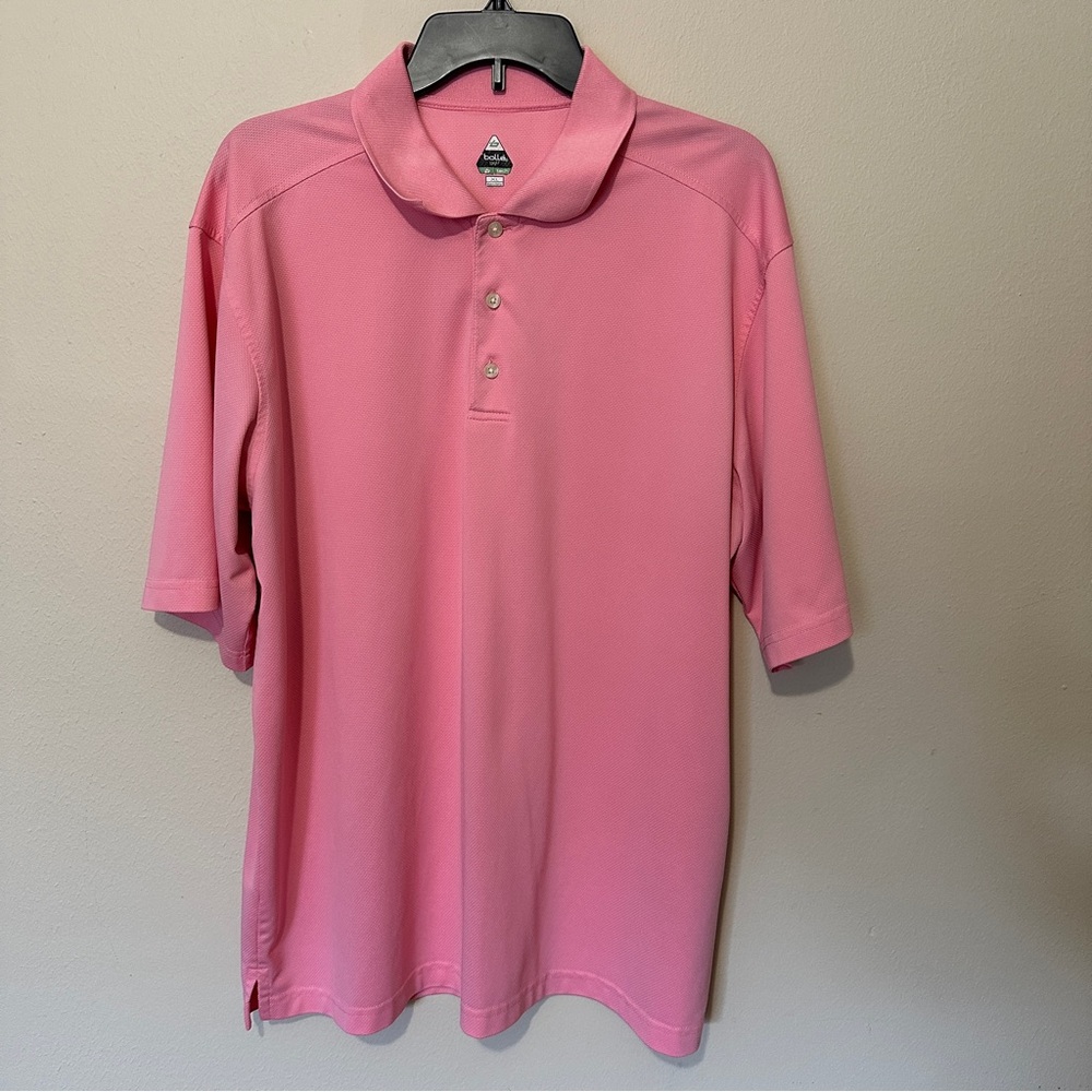 Bolle Golf Polo Shirt Mens Size XL Pink Short Sleeve Quick Dry Collared Tech